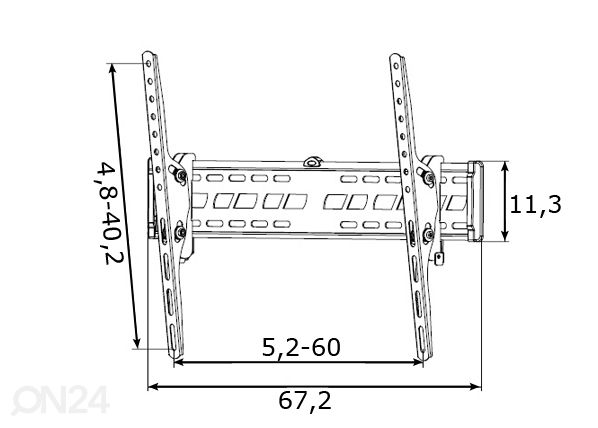 TV:n seinäkiinnitys 60" mitat