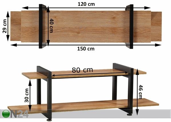 TV-taso 150 cm mitat