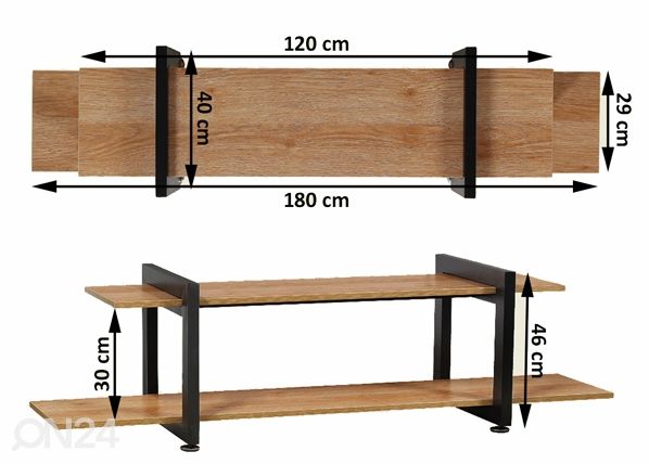 TV-taso 180 cm mitat