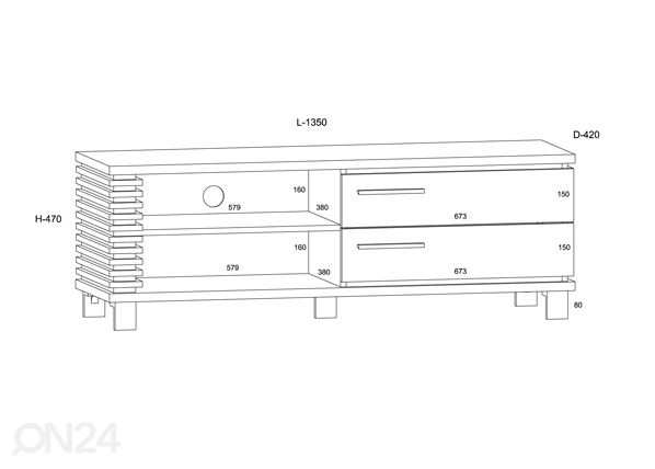 TV-taso Bandon 135 cm mitat