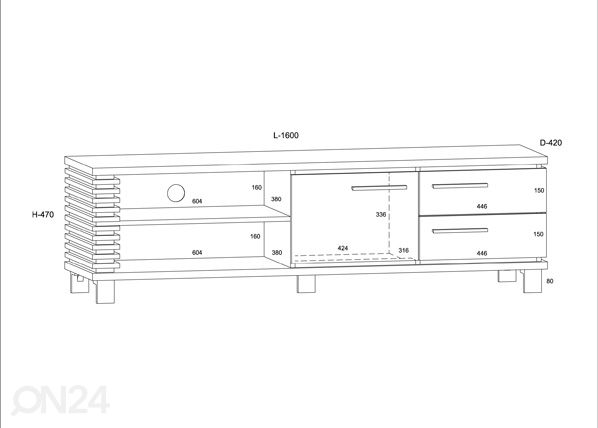 TV-taso Bandon 160 cm mitat