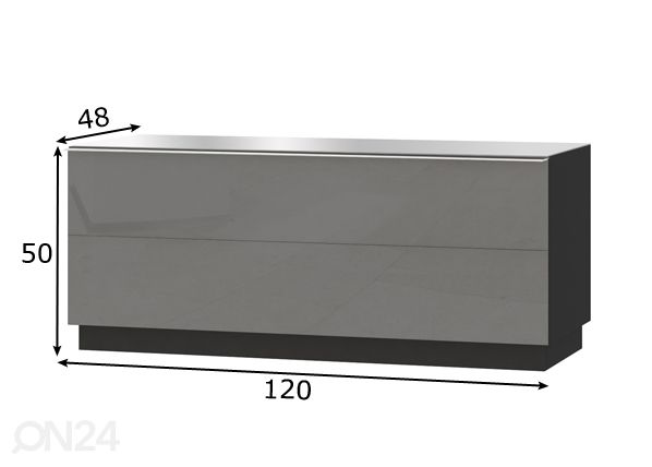 TV-taso, harmaa 120 cm mitat