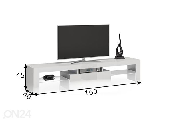 TV-taso Kendal Lack 160 cm mitat