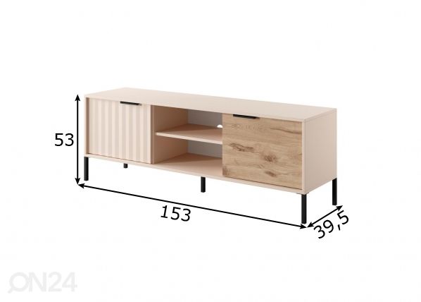 TV-taso korkeilla jaloilla Rave F 153 cm mitat