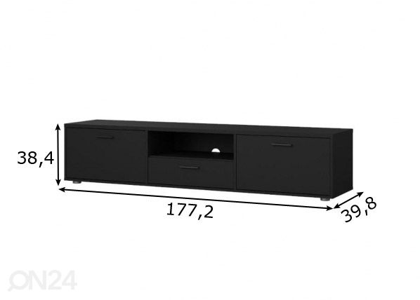 TV-taso Media 177 cm, musta mitat