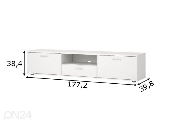 TV-taso Media 177 cm, valkoinen mitat