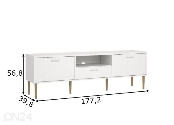 TV-taso Media 177 cm, valkoinen mitat