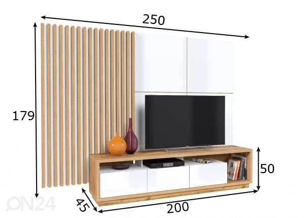 TV-taso + seinäpaneelit 3 kpl mitat