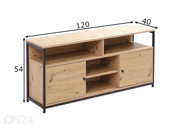 TV-taso Study 120x40xH54 cm, tammi/ musta mitat