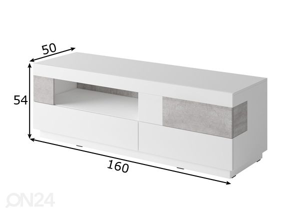 TV-taso, valkoinen/ betoni mitat