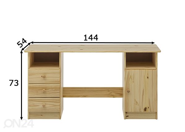 Työpöytä 54x144 cm, luonnonväri mitat