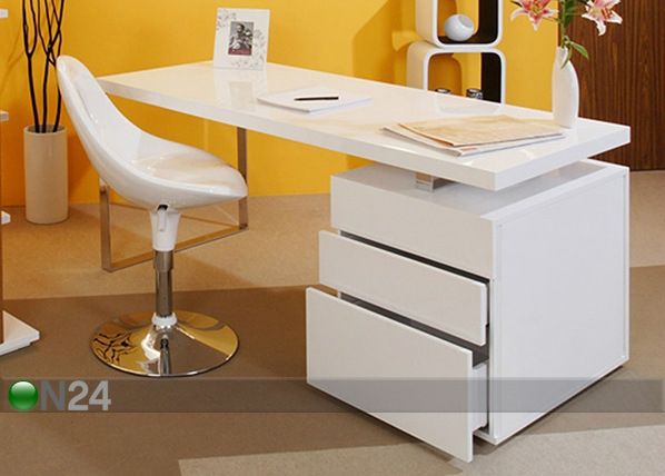 Työpöytä 70x140 cm, korkeakiilto valkoinen