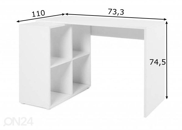 Työpöytä Cambridge valkoinen mitat