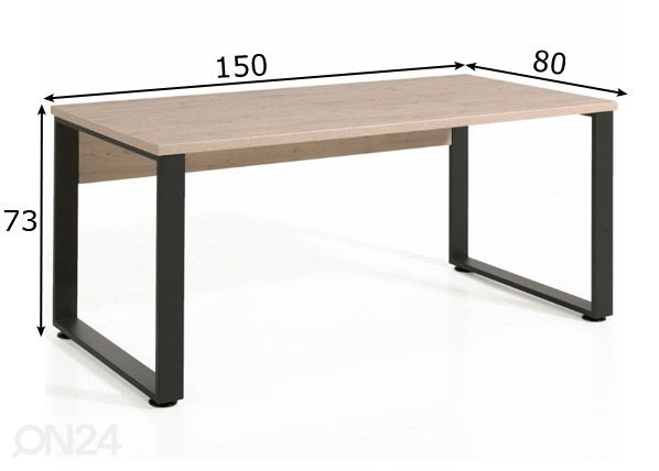 Työpöytä Capo musta/ kastanja 150 cm mitat