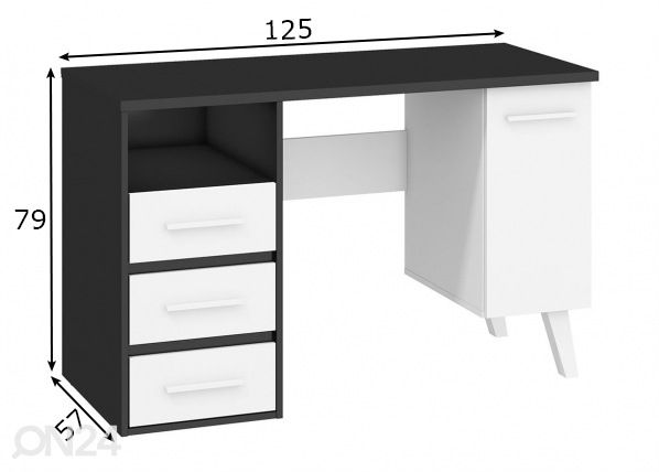 Työpöytä Clon 125 cm mitat