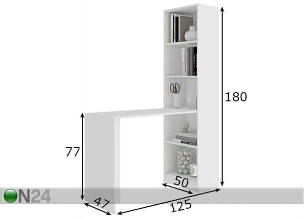 Työpöytä hyllyllä Brindisi mitat