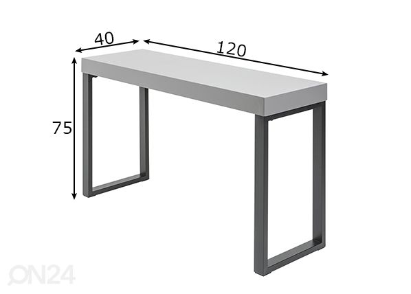 Työpöytä / konsolipöytä Vision mitat