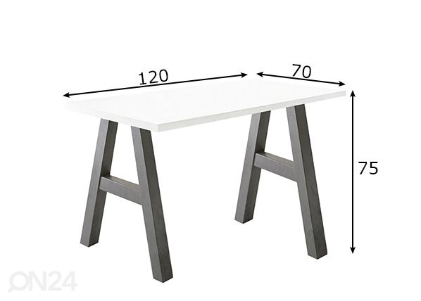 Työpöytä Mister Office A 120 cm mitat