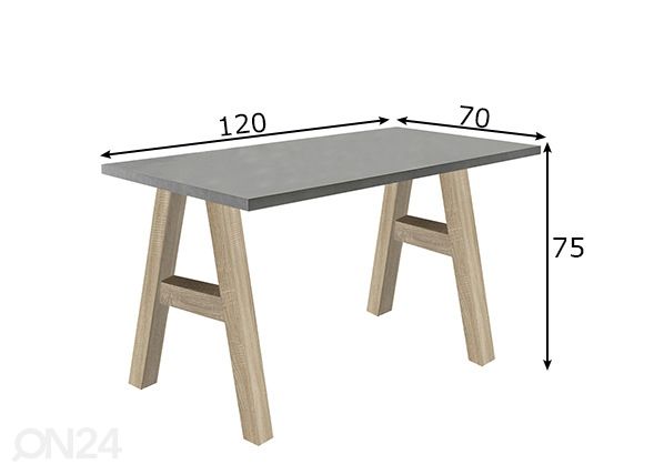 Työpöytä Mister Office A 120 cm mitat