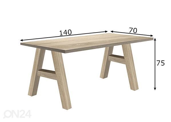 Työpöytä Mister Office A 140 cm mitat