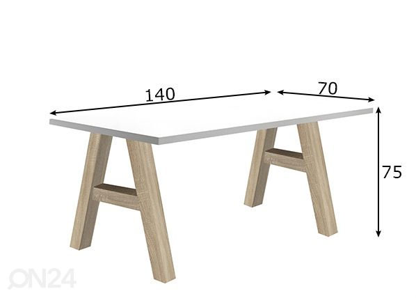 Työpöytä Mister Office A 140 cm mitat