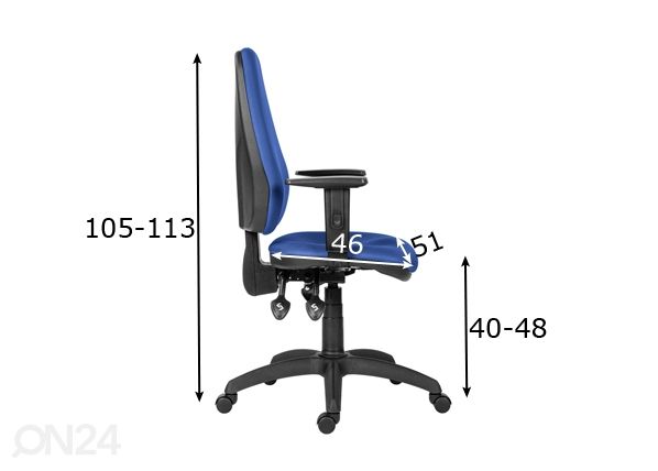 Työtuoli Asyn D4, sininen mitat