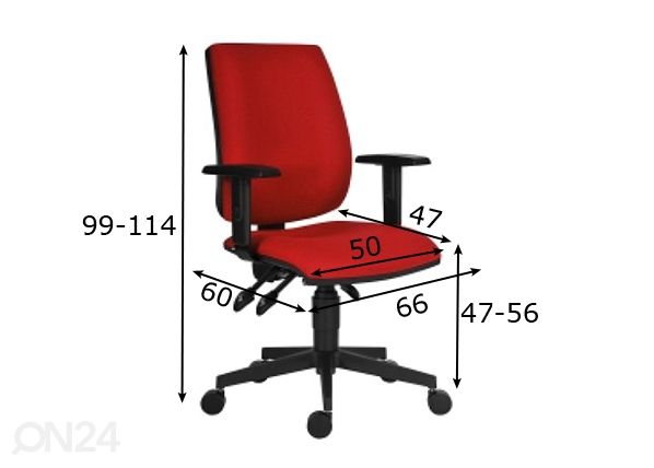 Työtuoli ASYN Flute mitat