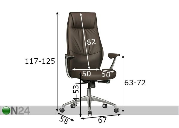 Työtuoli Oxford,ruskea mitat