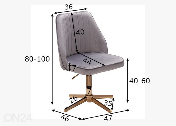 Työtuoli / ruokapöydän tuoli, harmaa mitat