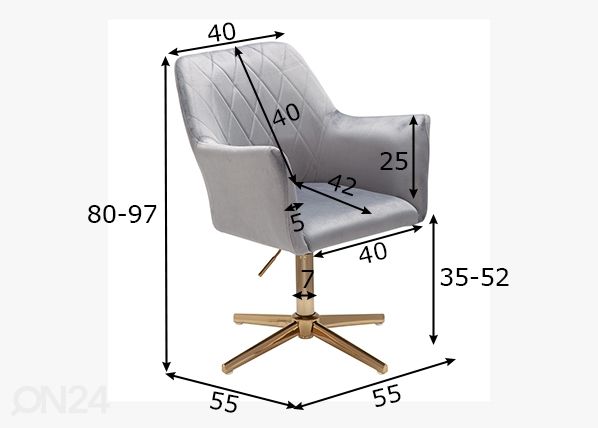 Työtuoli / ruokapöydän tuoli, harmaa mitat