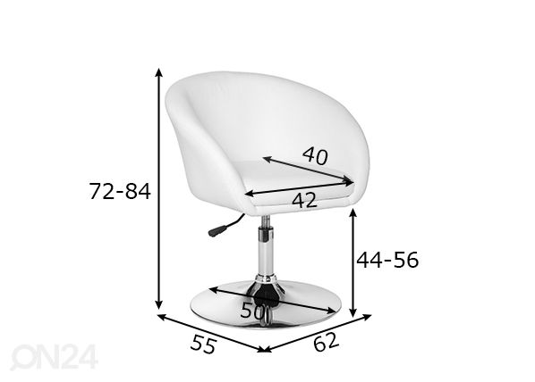 Työtuoli / ruokapöydän tuoli Lift, valkoinen mitat