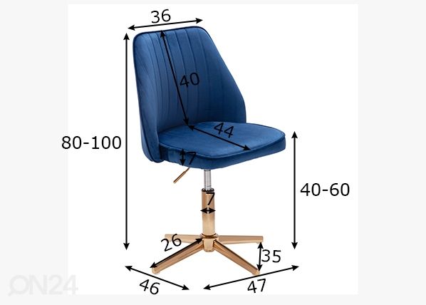 Työtuoli / ruokapöydän tuoli, sininen mitat