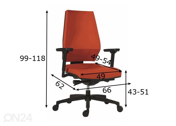 Työtuoli Syn Motion mitat