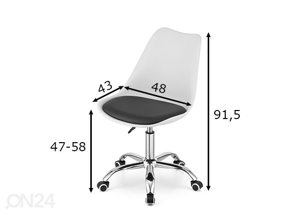 Työtuoli, valkoinen/musta mitat