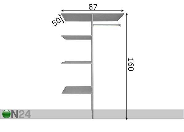 Vaatekaapin jakaja 764 90 cm mitat