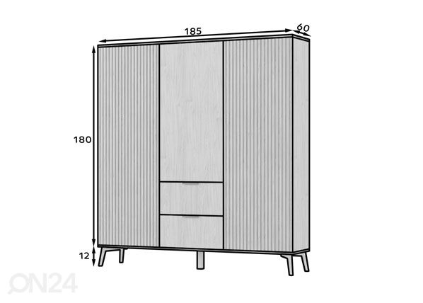 Vaatekaappi 185 cm mitat