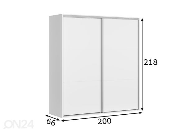 Vaatekaappi Franziska 200 cm mitat