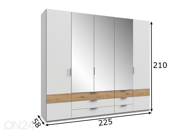 Vaatekaappi Gibraltar 225 cm mitat