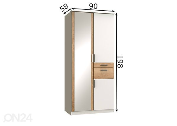 Vaatekaappi Koblenz 90 cm mitat