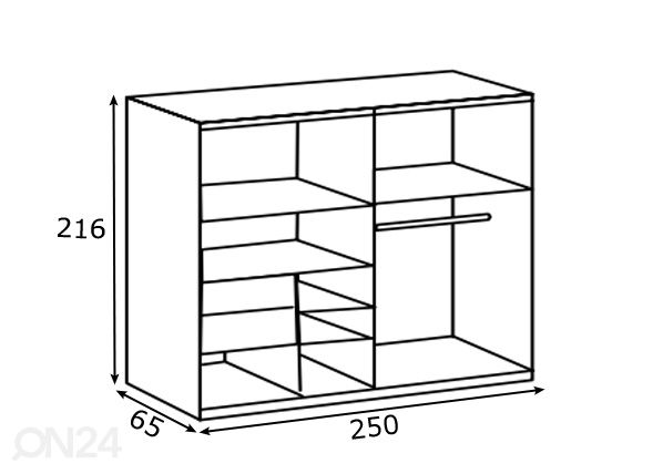 Vaatekaappi Palermo 250 cm mitat