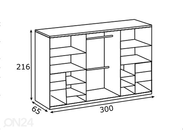 Vaatekaappi Palermo 300 cm mitat