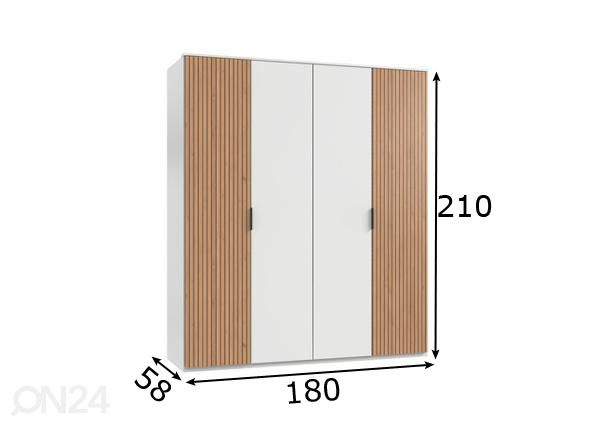 Vaatekaappi Tunis 180 cm mitat