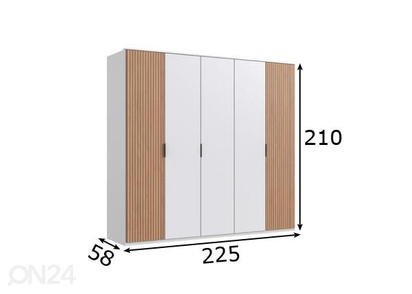 Vaatekaappi Tunis 225 cm mitat