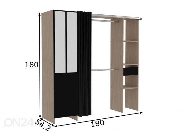 Vaatekaappijärjestelmä Atelier 180 cm mitat