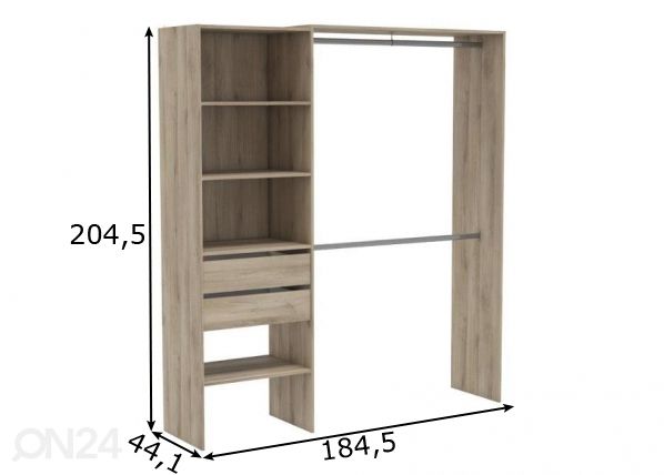 Vaatekaappijärjestelmä Lima 123,7-184,5 cm mitat