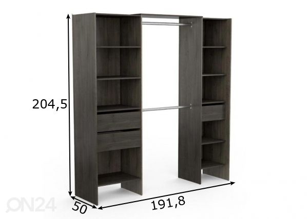 Vaatekaappijärjestelmä Miami 105-191 cm mitat