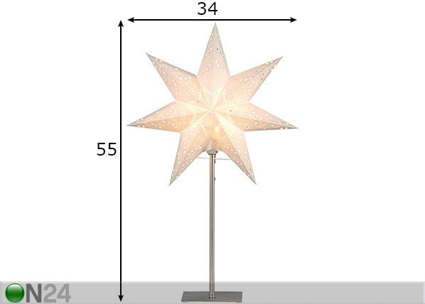 Valkoinen tähti jalalla Sensy 55 cm mitat