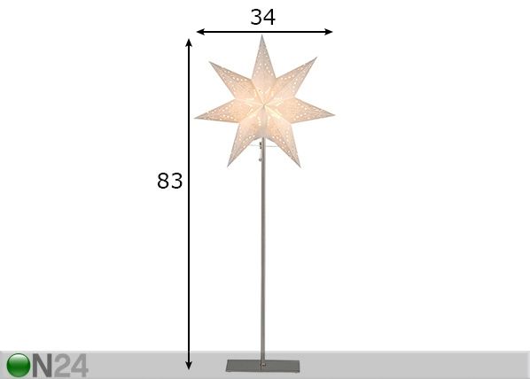 Valkoinen tähti jalalla Sensy 83 cm mitat