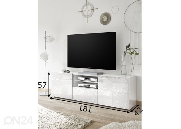 Valkoinen TV-taso Miro 181 cm mitat