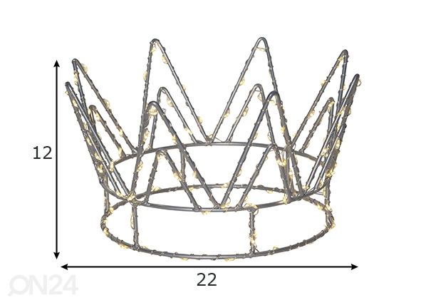 Valokoriste Crown mitat